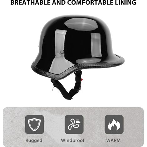 Casque demi-jet unisexe pour moto et sports de plein air, avec bandes réfléchissantes, noir brillant, taille L. Convient aux hommes, femmes et enfants. (1/5)