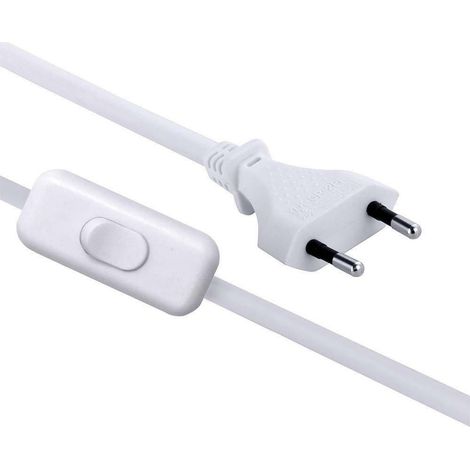 Cordon avec interrupteur et fiche 6A, 2x0.75, blanc