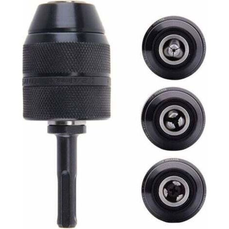 SDS Plus Adapter, 2-13 mm Quick-Release Self-Tightening Chuck, Heavy-Duty Professional 1/2-20UNF Quick-Release Keyless Drill Chuck with SDS Adapter