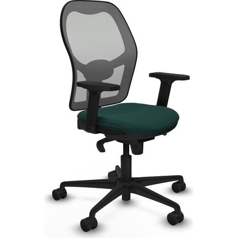 Jorquera sincro malla gris similpiel verde botella brazos 2D base nailon  ruedas 65mm nailon (1/5)