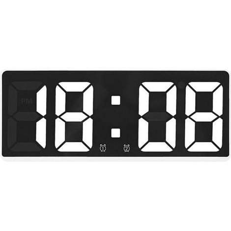 Grande horloge murale numérique intelligente APP Contrôle heure/date/activation du son et fonction de compte à rebours Luminosité et volume en continu Réveil avec fonction Snooze Coque noire (1/4)
