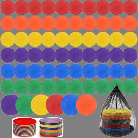 Lot de 60 Marqueurs de Sol Antidérapants en TPE, 15,5 cm, 6 Couleurs