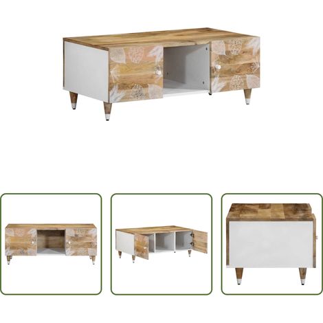 Kaffeetisch - Couchtisch 100x54x40 cm Massivholz Mango (1/5)