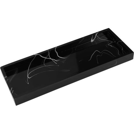 Plateau De Toilette en Marbre Petit Format pour Salle De Bain Hôtel Design Compact en Résine Pieds Noirs Massifs