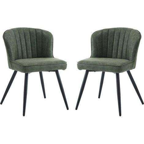 Sillas de Comedor de Terciopelo Juego de 2 Sillas Cocina Modernas Cojín Grueso Sillas de Salón con Patas Doradas para Sala de Estar Retaurante, Verde, Wahson