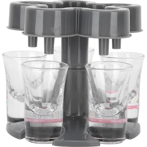 5-Schnapsglas-Spender mit 6 Gläsern, Barständer und Partyzubehör in Dunkelgrau (1/5)