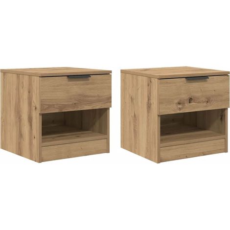 Mesita de noche moderna con cajón 40 x 39 x 40 cm estilo rústico madera de roble maciza hecha a mano 020052670 (1/5)