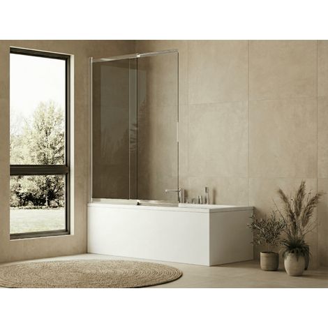 SOULHOME - Parete vasca battente e estensibile (Larghezza 70-121cm) Vetro 6 mm anticalcare - Profilo Cromo H=150cm (1/4)