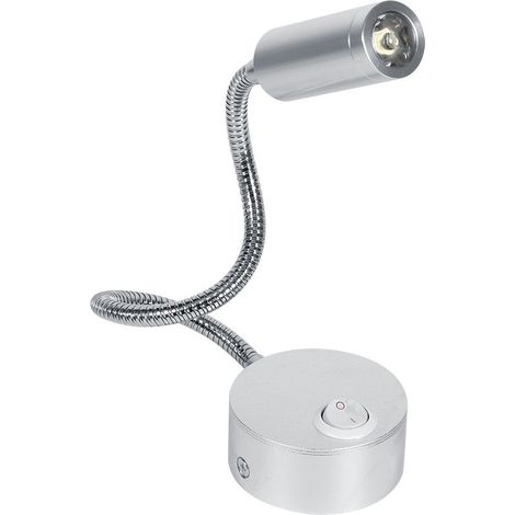 Lamp of bed study of reading LED white cold AC85-265V 1W with on/off switch to col of cygne (1W white) (1/5)