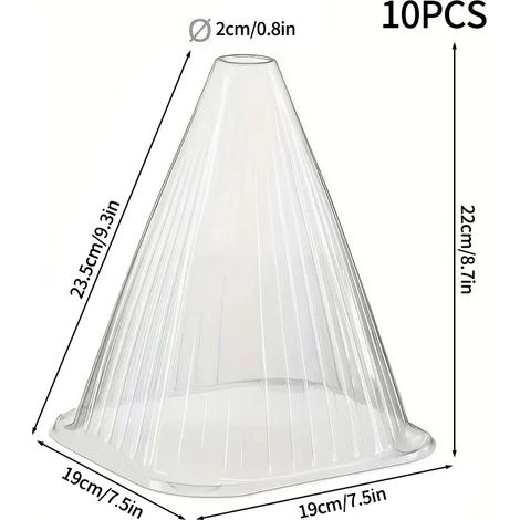 (22 cm, 10 pièces) Couvercle de protection conique pour semis et jeunes plants - Réutilisable - Résistant au froid et aux oiseaux - Tente de plantation (1/4)