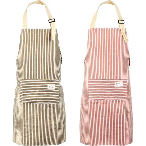 Set di 2 grembiuli da cucina regolabili – Con 2 tasche per uomo e donna – Adatti per cucinare, preparare dolci e per il settore della ristorazione. (1/5)