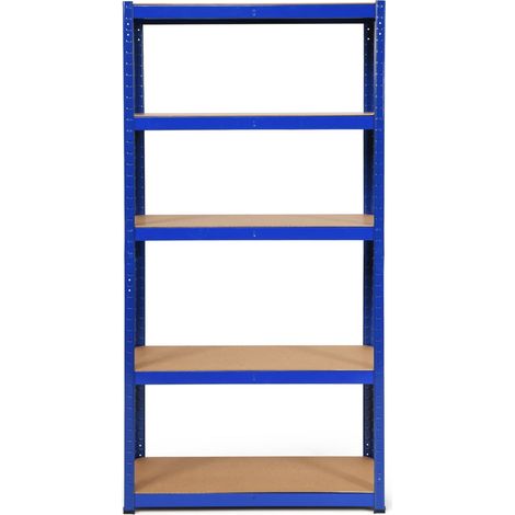Estantería de garaje de 5 niveles 90 x 40 x 180 cm capacidad 175 kg ajustable y de fácil montaje acero galvanizado azul 200012054