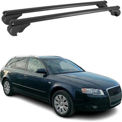 OMAC Aluminium Dachträger Querträger für Audi A4 B7 Avant 2004-2008 – TÜV / DIN 75302:2019 – Abschließbar – Max. 75 kg – 2 Stangen Schwarz (1/5)