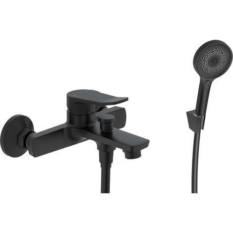 kielle Nefia - Mitigeur de baignoire avec accessoires EcoSpare, noir mat 10327SN14 (1/5)