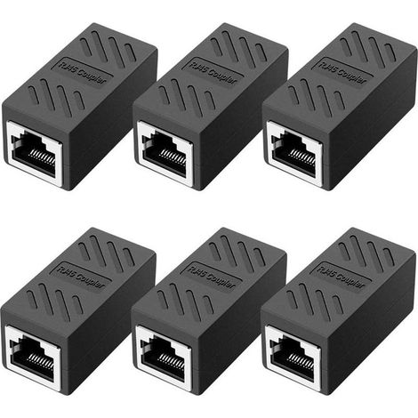 6 Pièces Coupleur RJ45, Coupleur Réseau, Connecteurs Ethernet, Coupleur en Ligne Blindé pour Connecteur D'extension de Câble Ethernet Cat7/Cat6/Cat5e/Cat5Femelle à Femelle (1/5)
