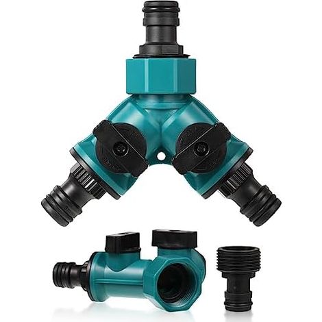 Raccord Y Tuyau Eau 2 Voies, Jardin, 1/2 Pouce, Vert, Raccord Rapide, 9-25 mm, Arrosage, Extension, Robuste (1/5)