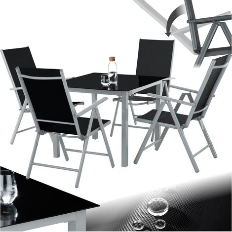 Ensemble chaises de salle à manger Cadre aluminium 4 personnes argent (1/5)