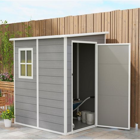 Cobertizo de jardín de aluminio gris 122 x 149 x 192 cm, con puerta con cerradura y ventana (1/5)