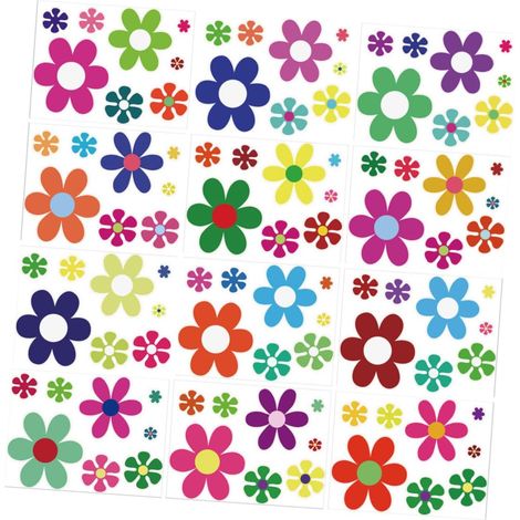 12 feuilles Autocollants Muraux Fleurs Vintage DIY Décorations Murales pour (1/5)