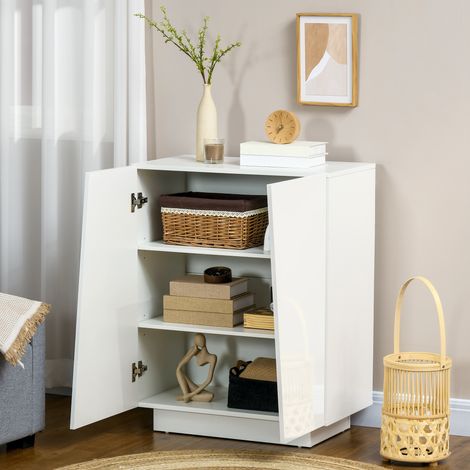 Étagère blanche 3 étages 70x40x88 cm en aggloméré, tablette ajustable sur 3 positions, meuble de rangement modulable pour salon ou bureau. (1/5)