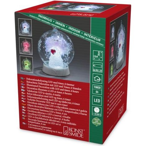 LED Glaskugel ''Engel'' Timer, RGB Diode, batt., Innen
