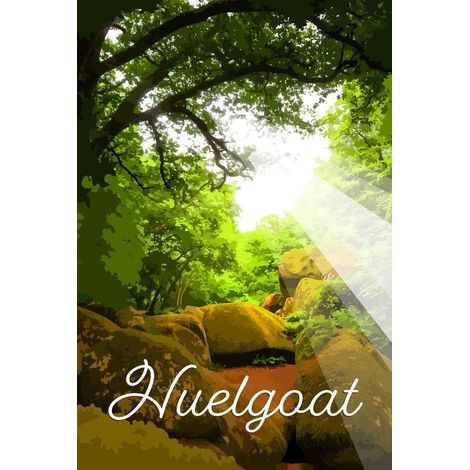 Tableau sur toile Illustration Huelgoat 45x65 cm - Impression sur Toile Murale Décorative - Image imprimée en HD sur Toile - Toile sur Châssis en Bois FSC - Fabriqué en France (1/4)