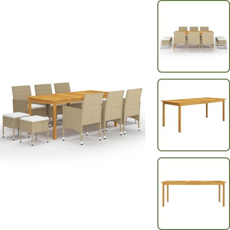 Sgabelli da pranzo - vidaXL Set Mobili da Pranzo per Giardino 11 pz Beige - Cuscini da pranzo