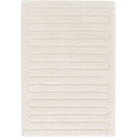 BOBOCHIC - Tapis poils longs CYRELLO motif graphique 200x290 Ecru (1/5)
