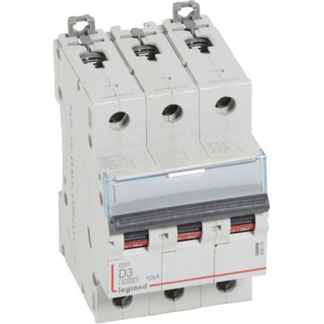 Disjoncteur DX³6000 10kA arrivée haute et départ bas à vis 3P 400 - 3A - courbe D - pour peigne HX³ traditionnel - LEGRAND