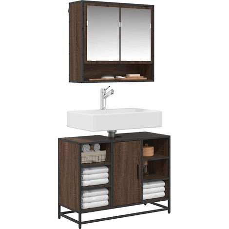 Waschbeckenunterschrank Braun Eichen-Optik 80x33x60 cm