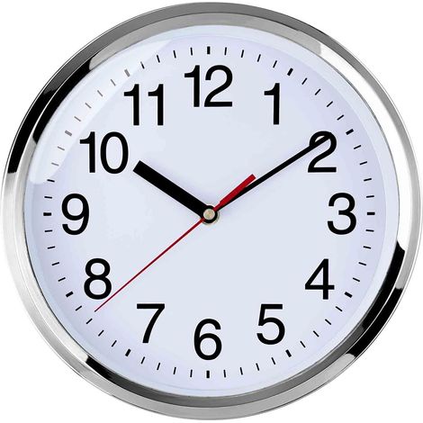 Horloge Murale, 25cm Horloge Murale Décorative, Mécanisme Silencieux à Quartz, pour Maison/Cuisine/Bureau/École,Fonctionne sur Pile (Chrome) (1/5)