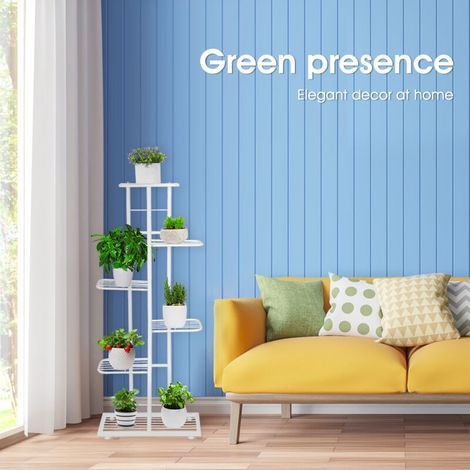 Étagère à Fleurs à 6 Niveaux Support de Pots de Fleurs en Métal, Intérieur Extérieur Stand pour Plantes Multifonctionnel Convient au Balcon Salon Chambre (1/5)