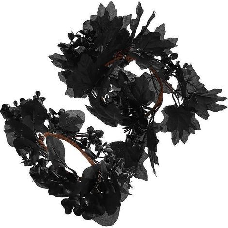 Couronne d'Halloween noire à suspendre à la porte, lot de 4, pour décoration de fête