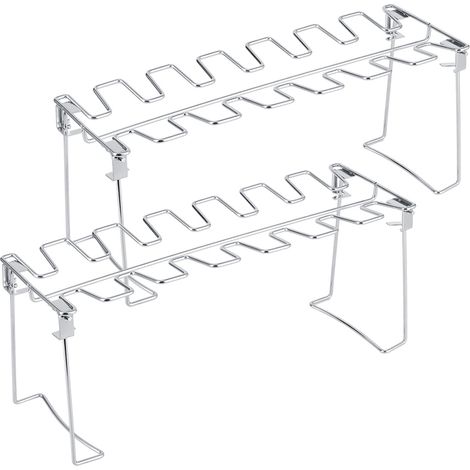 2 supports de cuisson pliables en acier inoxydable pour ailes de poulet et cuisses de poulet, pour barbecue ou four. (1/5)