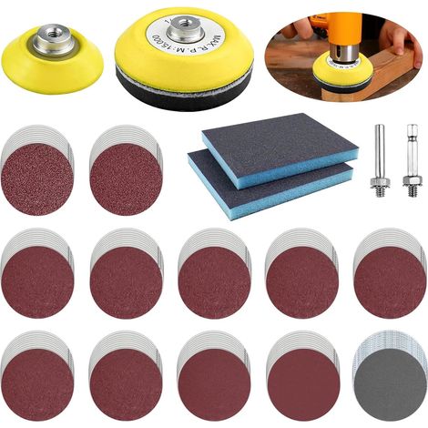 3 Pouces Kit de Disque Abrasif, Papier a Poncer, Plateau de Ponçage, Disques Abrasifs pour Meuleuse d'angle, 80 180 240 320 400 600 800 1000 2000 3000, pour Meulage Fraisage Gravure (1/5)