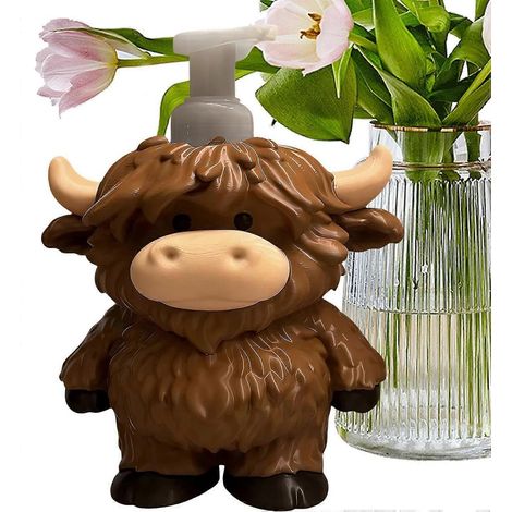 Highland Cow Soap Holder,Soap Dispenser Holder, Cow Decor Bottle, Lotion Dispenser Stand With Adorable Design, Home Apartment Dormitory Office Kitchen (1/5)