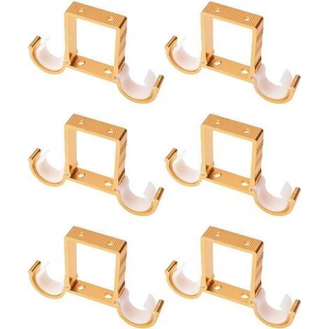 Lot de 6 supports de tringle à rideaux en alliage d'aluminium pour tringle à rideaux ble avec vis, pour tringle à rideaux de 25 mm à 27 mm (doré) (1/2)