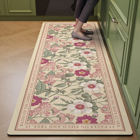 Tapis de cuisine et de salle de bain floral romantique, tapis antidérapant facile à nettoyer, tapis de salle de bain et anti-fatigue, 40x60cm, Style 1 (1/4)