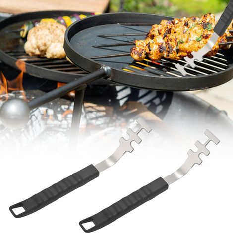 2 Pièces Anti Brûlure Outils de Barbecue 27 cm Lève Grille de Gril avec Poignée en Caoutchouc Anti brûlure Elevateur de Grille de Barbecue pour Maison (1/4)