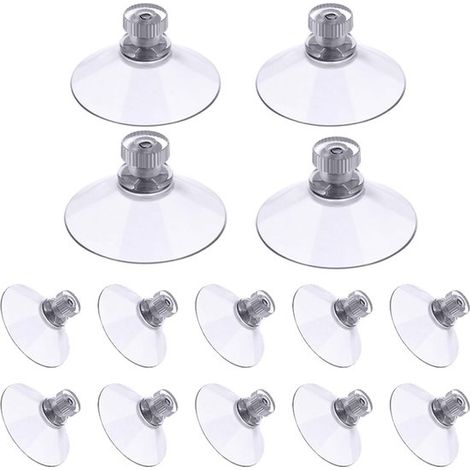 Lot de 12 ventouses à visser, ventouses transparentes filetées de 50 mm, crochets de rideaux en PVC extra résistant, ventouses isolantes pour camping-car, fenêtre, salle de bain, fourgonnette (1/5)