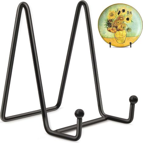 Lot de 2 supports d'assiettes - Support d'assiette noir de 10 cm en fer, chevalet, cadre métallique pour photos, vaisselle et objets de table. (1/5)
