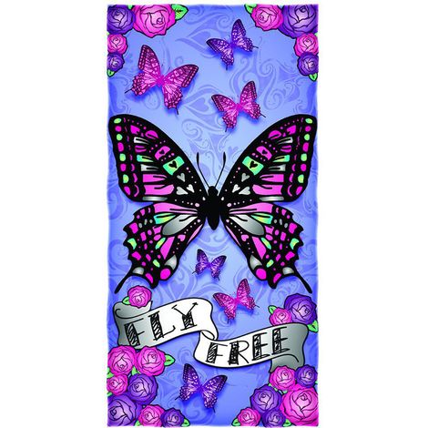 Serviette de plage papillon pour ados, filles, garçons et enfants, imprimée, 75 x 150 cm, ultra douce. (1/5)