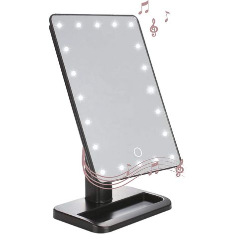 Miroir De Maquillage - Anneau Lumineux Réglable - Haut-Parleur Bluetooth Intégré - Batterie Rechargeable - Pivotant - 1 Pièce (1/5)