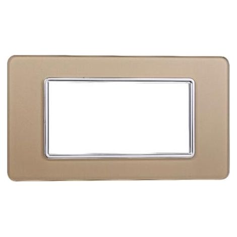 Plaque compatibles Vimar Plana 4 modules verre couleur or Ettroit EV84411