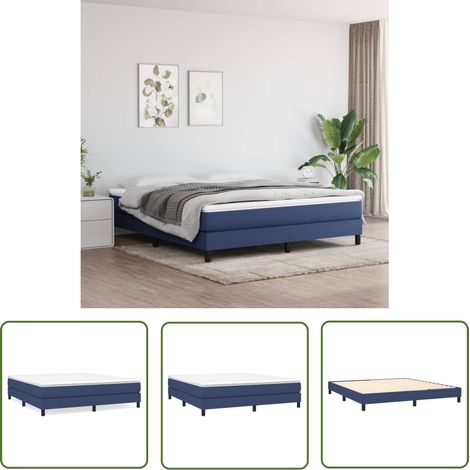 The Living Store Boxspringbett mit Matratze Blau 180x200 cm Stoff - Boxspringbett - Doppelbett - Betten Blau - Matratze - Federkernmatratze (1/5)