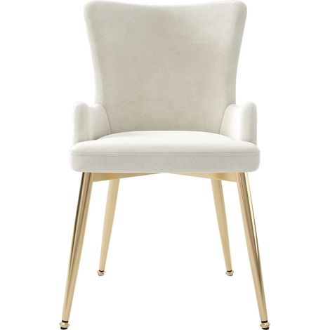 ELVMI Juego de 2 Sillas de Comedor en Terciopelo, Beige y Oro, con Patas de Metal (1/5)