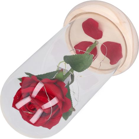 Runde LED-Dekorationsglaslampe mit künstlicher Blume, Weihnachtsschmuck (1/5)