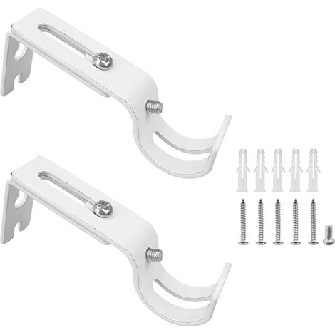 2 Pièces Support de Tringle à Rideau Réglable, Supports pour Tringles à Rideaux, Supports Muraux en Métal pour Tringle de 20 à 25 MM, Installation Facile avec Vis, Résistant à la Rouille (1/5)