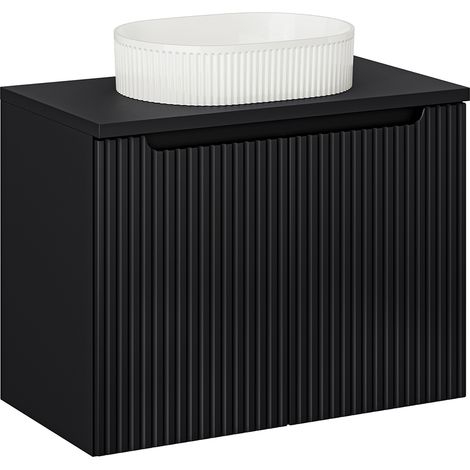 Waschtisch 80cm, in schwarz, gerillte Front, NEWPORT-56-BLACK (1/5)