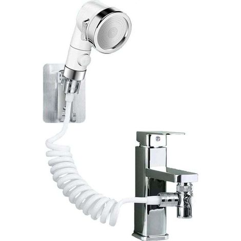 Ensemble Pommeau Douche pour Lavabo Douchette Adaptable sur Robinet Flexible de Robinet de Cuisine,Douchette de Salle de Bain Parfait pour Laver les Cheveux ou Nettoyer Animaux de Compagnie (1/4)